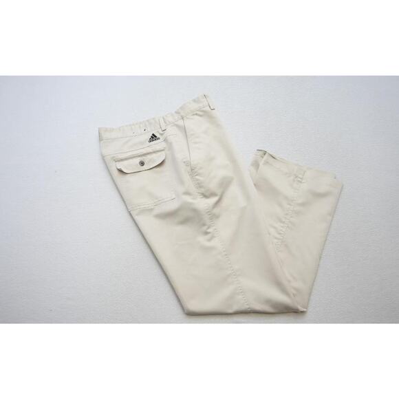 Adidas Golf Pants ClimaLite Beige Flat Dry Fitting Athletic Mens Size 34 x 32 - Picture 1 of 12